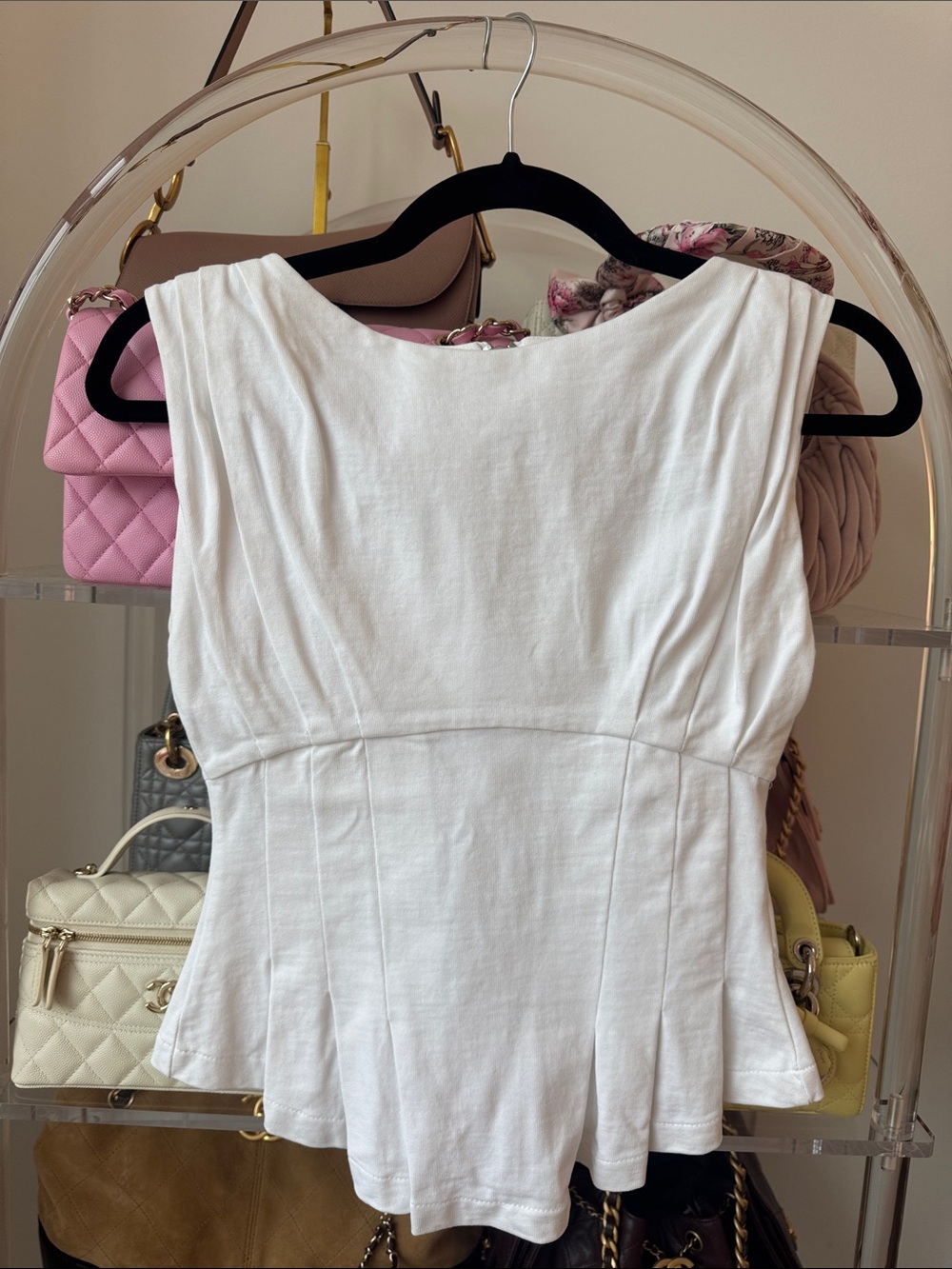 Zara White Sleeveless Peplum Tank Top